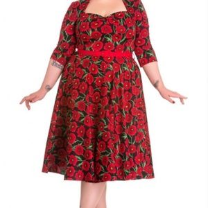 Hell Bunny red poppy swing dress